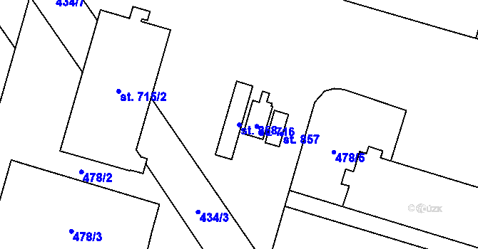 Parcela st. 858 v KÚ Chválkovice, Katastrální mapa