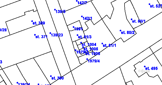Parcela st. 1004 v KÚ Chválkovice, Katastrální mapa