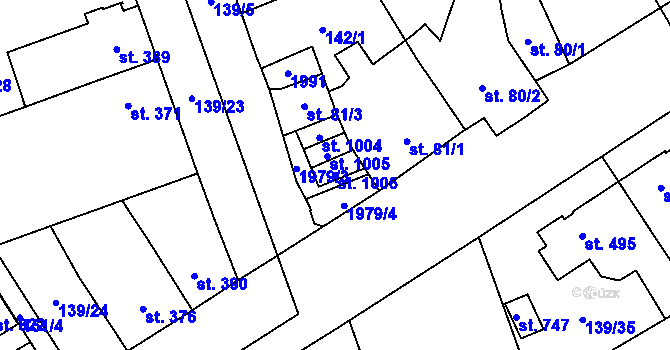 Parcela st. 1006 v KÚ Chválkovice, Katastrální mapa