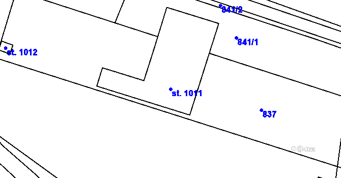 Parcela st. 1011 v KÚ Chválkovice, Katastrální mapa
