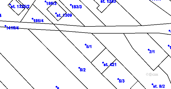 Parcela st. 5/1 v KÚ Chválkovice, Katastrální mapa