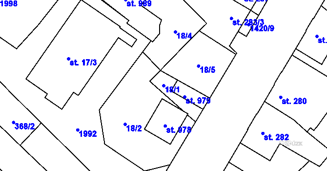 Parcela st. 18/1 v KÚ Chválkovice, Katastrální mapa