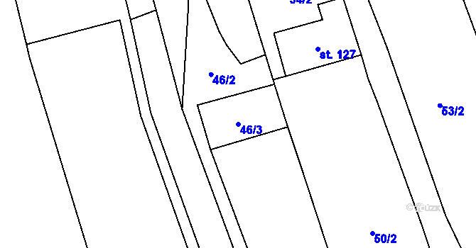 Parcela st. 46/3 v KÚ Chválkovice, Katastrální mapa