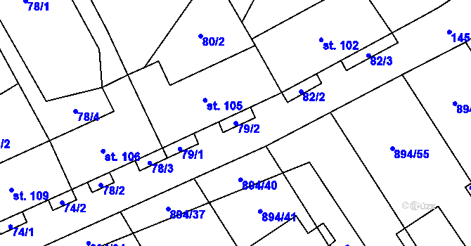 Parcela st. 79/2 v KÚ Chválkovice, Katastrální mapa