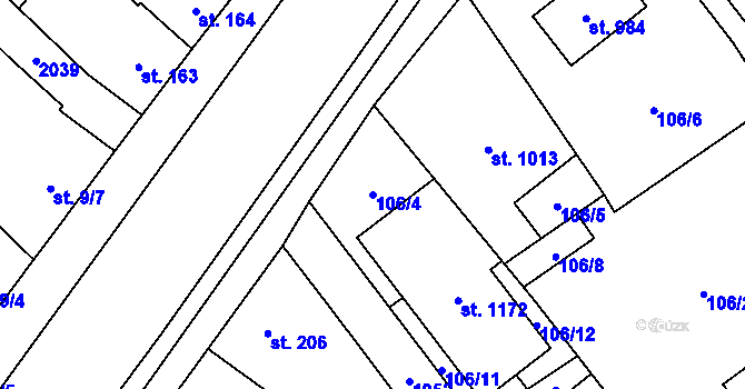 Parcela st. 106/4 v KÚ Chválkovice, Katastrální mapa