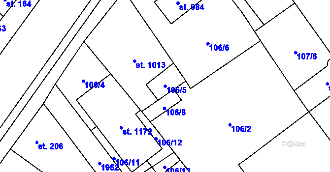 Parcela st. 106/5 v KÚ Chválkovice, Katastrální mapa