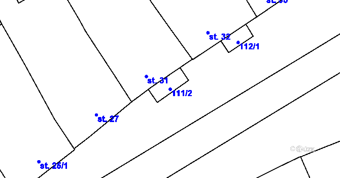 Parcela st. 111/2 v KÚ Chválkovice, Katastrální mapa