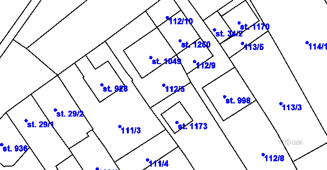 Parcela st. 112/5 v KÚ Chválkovice, Katastrální mapa