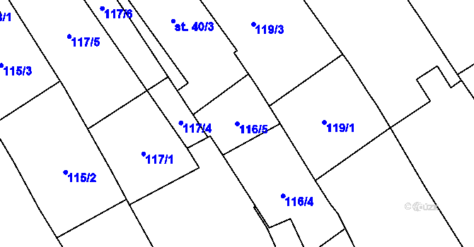 Parcela st. 116/5 v KÚ Chválkovice, Katastrální mapa