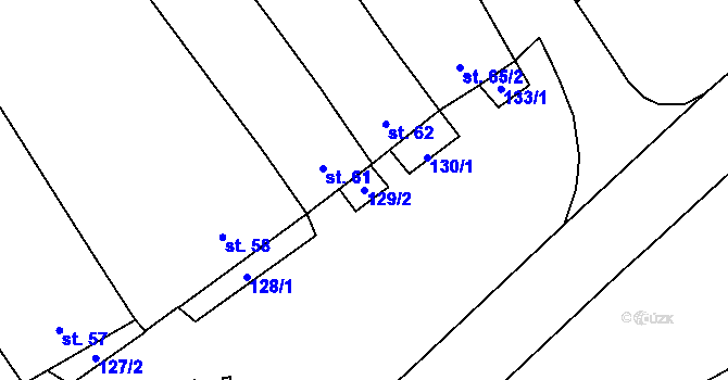 Parcela st. 129/2 v KÚ Chválkovice, Katastrální mapa