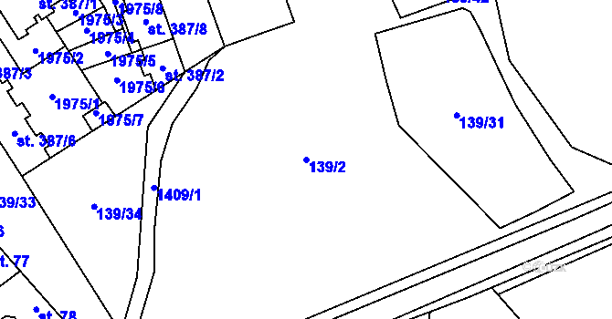 Parcela st. 139/2 v KÚ Chválkovice, Katastrální mapa