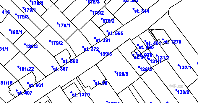 Parcela st. 139/3 v KÚ Chválkovice, Katastrální mapa