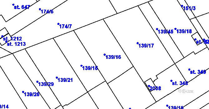 Parcela st. 139/16 v KÚ Chválkovice, Katastrální mapa