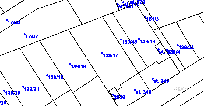 Parcela st. 139/17 v KÚ Chválkovice, Katastrální mapa