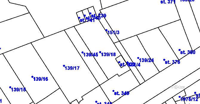Parcela st. 139/18 v KÚ Chválkovice, Katastrální mapa