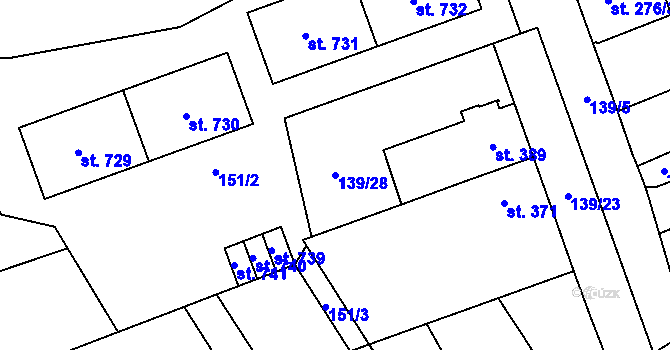 Parcela st. 139/28 v KÚ Chválkovice, Katastrální mapa