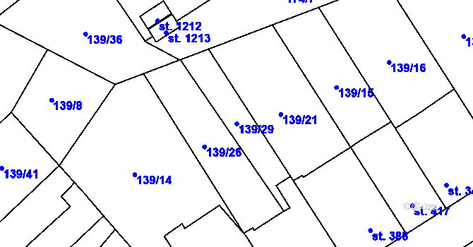 Parcela st. 139/29 v KÚ Chválkovice, Katastrální mapa
