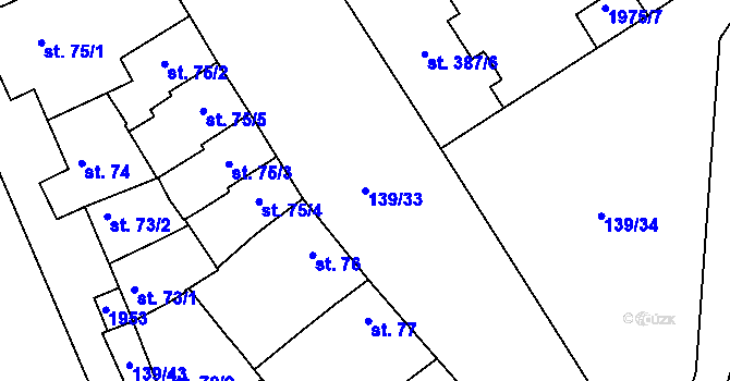Parcela st. 139/33 v KÚ Chválkovice, Katastrální mapa