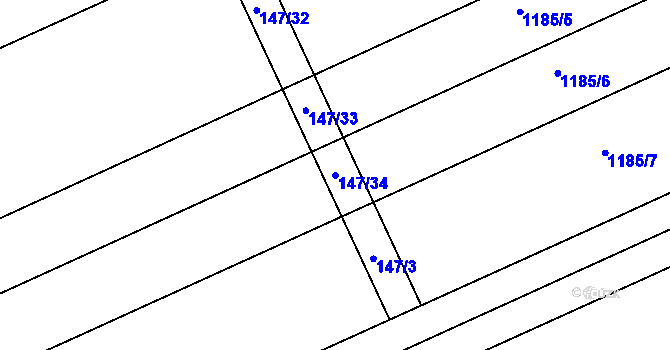 Parcela st. 147/34 v KÚ Chválkovice, Katastrální mapa
