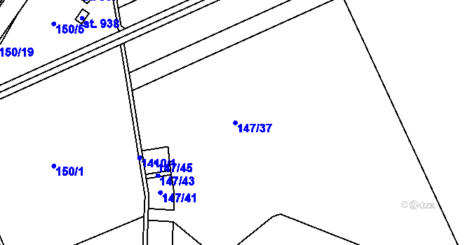 Parcela st. 147/37 v KÚ Chválkovice, Katastrální mapa
