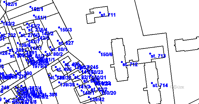 Parcela st. 150/6 v KÚ Chválkovice, Katastrální mapa