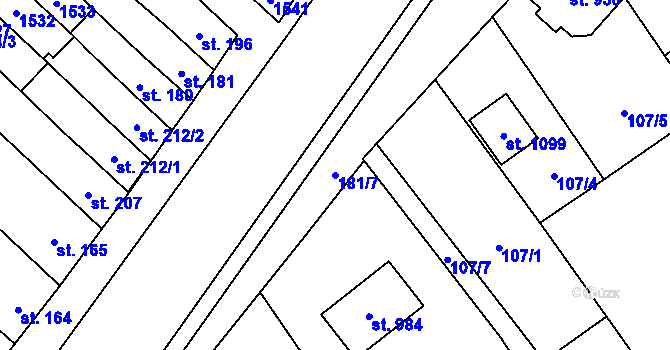 Parcela st. 181/7 v KÚ Chválkovice, Katastrální mapa