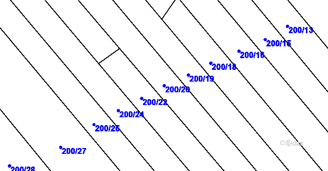 Parcela st. 200/20 v KÚ Chválkovice, Katastrální mapa