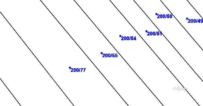 Parcela st. 200/55 v KÚ Chválkovice, Katastrální mapa