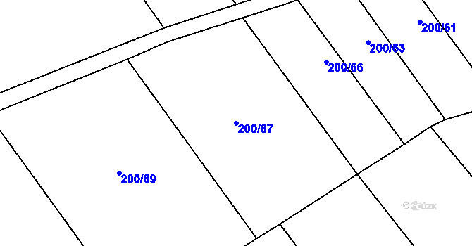 Parcela st. 200/67 v KÚ Chválkovice, Katastrální mapa