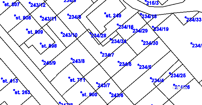 Parcela st. 234/7 v KÚ Chválkovice, Katastrální mapa