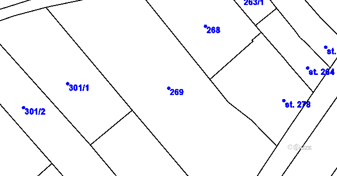 Parcela st. 269 v KÚ Chválkovice, Katastrální mapa