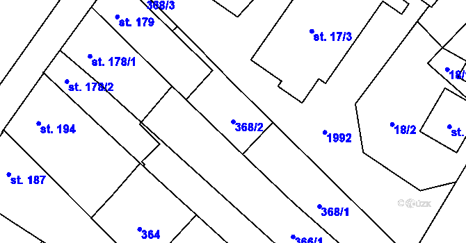 Parcela st. 368/2 v KÚ Chválkovice, Katastrální mapa