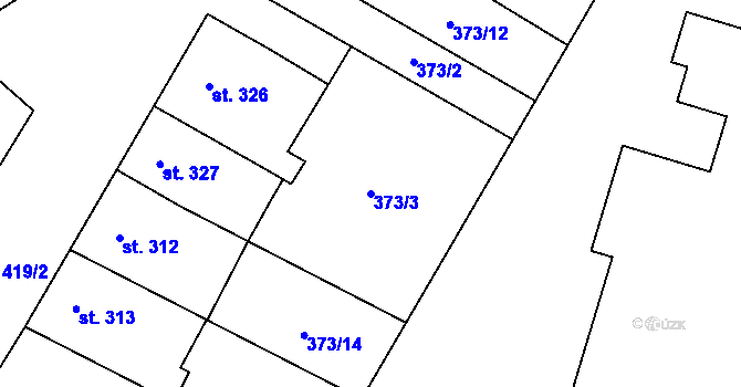 Parcela st. 373/3 v KÚ Chválkovice, Katastrální mapa