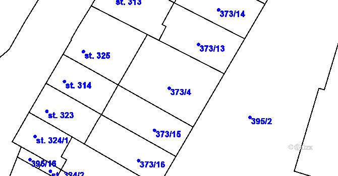 Parcela st. 373/4 v KÚ Chválkovice, Katastrální mapa