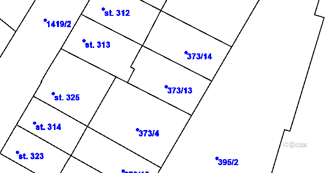 Parcela st. 373/13 v KÚ Chválkovice, Katastrální mapa