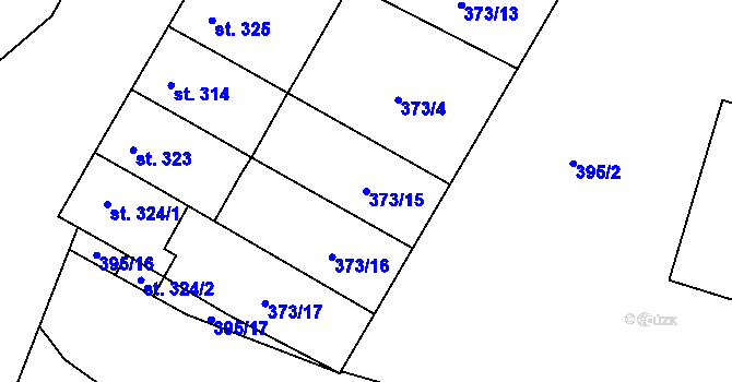 Parcela st. 373/15 v KÚ Chválkovice, Katastrální mapa