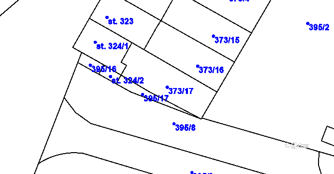 Parcela st. 373/17 v KÚ Chválkovice, Katastrální mapa