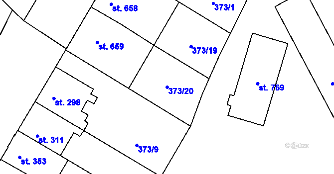 Parcela st. 373/20 v KÚ Chválkovice, Katastrální mapa