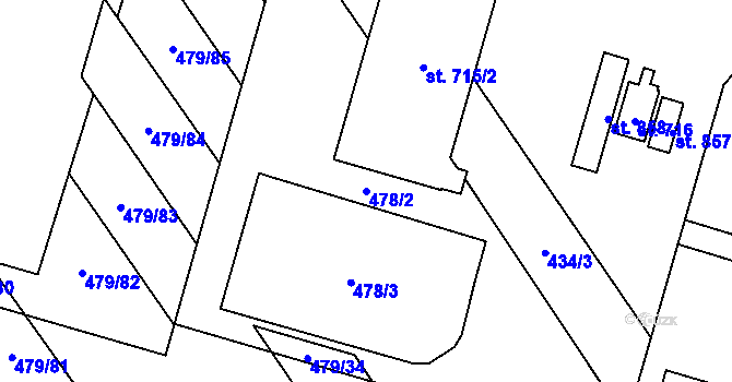 Parcela st. 478/2 v KÚ Chválkovice, Katastrální mapa