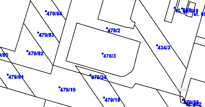 Parcela st. 478/3 v KÚ Chválkovice, Katastrální mapa