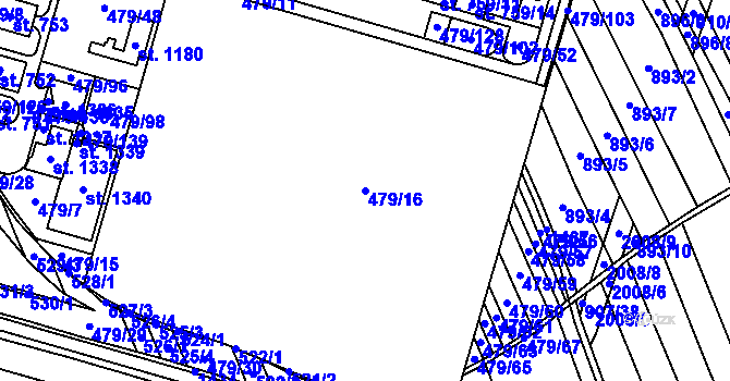 Parcela st. 479/16 v KÚ Chválkovice, Katastrální mapa