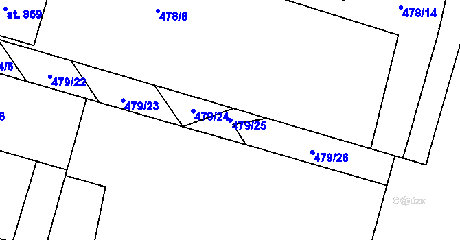 Parcela st. 479/25 v KÚ Chválkovice, Katastrální mapa