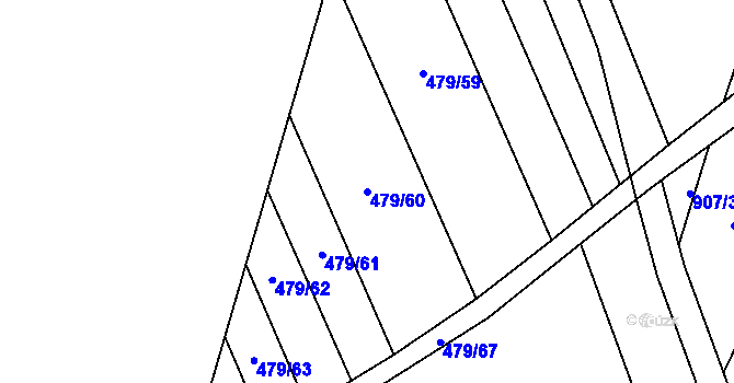 Parcela st. 479/60 v KÚ Chválkovice, Katastrální mapa