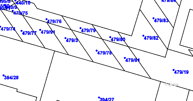 Parcela st. 479/78 v KÚ Chválkovice, Katastrální mapa