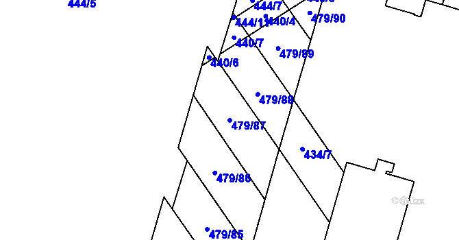 Parcela st. 479/87 v KÚ Chválkovice, Katastrální mapa