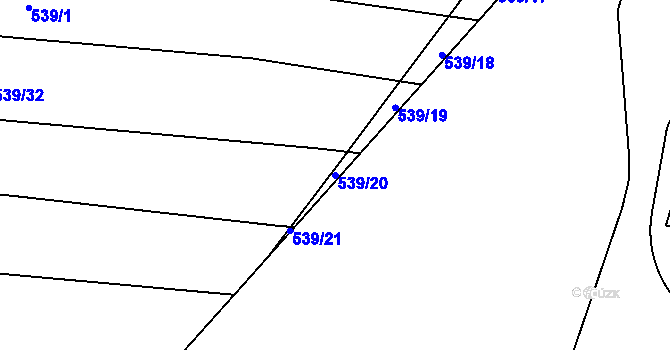 Parcela st. 539/20 v KÚ Chválkovice, Katastrální mapa