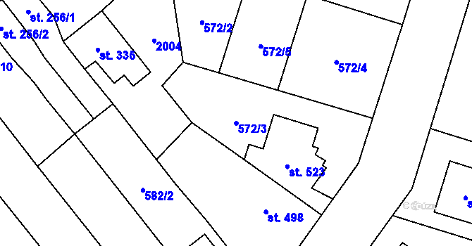Parcela st. 572/3 v KÚ Chválkovice, Katastrální mapa