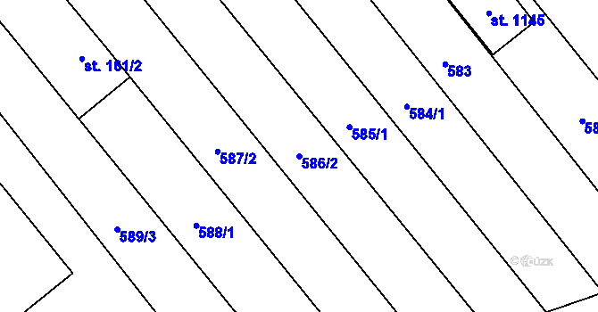 Parcela st. 586/2 v KÚ Chválkovice, Katastrální mapa