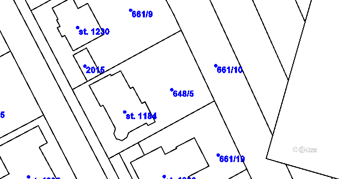 Parcela st. 648/5 v KÚ Chválkovice, Katastrální mapa