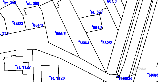 Parcela st. 656/4 v KÚ Chválkovice, Katastrální mapa